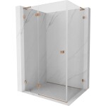 MEXEN/S - Lunar L sprchový kout dveře křídlové levá 90 x 80, transparent, měď kartáčovaná 834L-090-080-65-00-L