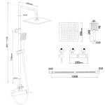 Erga Flova, sprchová souprava s pákovou baterií a dešťovou hlavicí 20x20cm, černá matná, ERG-YKA-BP.FLOVA 20 BLK