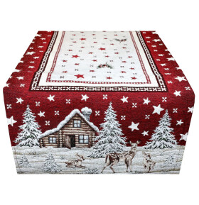 DumDekorace Vánoční gobelínový běhoun na stůl Zimní krajina Šířka: 40 cm | Délka: 180 cm