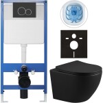 CERANO - Kompletní WC set Profi/Cesso - černá matná - WC tlačítko Duo/Černá matná - předstěnová instalace - 49x36 CER-8050BD84233