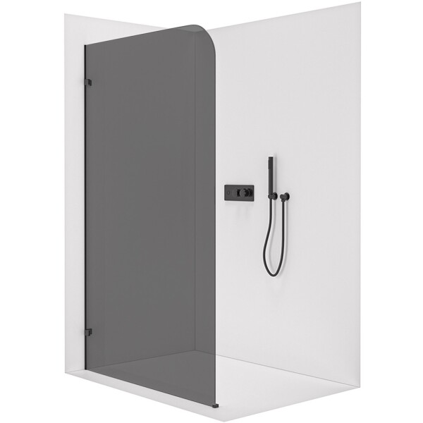 CERANO Sprchová zástěna Walk-in Orbis L/P - 8 mm - černá matná, grafitové sklo - 90x200 cm