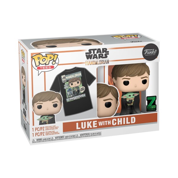 Funko POP &amp; Tee: Star Wars Mandalorian - Luke with Child (velikost L)