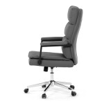 Židle kancelářská, šedá ekokůže, kříž kov chromový, houpací mechanismus, čalouněné područky