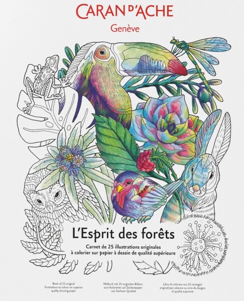 Caran d'Ache, 454.802, L'Esprit des Forets, antistresové omalovánky, Ambre Verschaeve