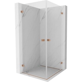 MEXEN/S - Lunar-B Duo sprchový kout dveře křídlové 85 x 85, transparent, měď kartáčovaná 832-085L-085P-65-00