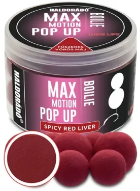 Haldorádó Pop-Up Boilies Max Motion 50g 16+20mm Pikantní červená játra (HD28786)