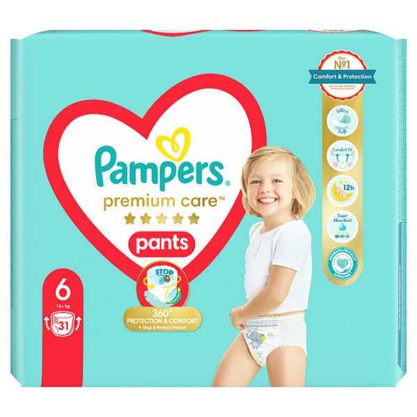 Plenkové Kalhotky Pampers Premium Care Velikost 6, 31, Kusů 15kg+