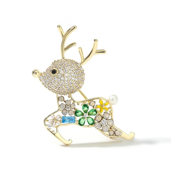 Vánoční brož Swarovski Elements Rudolf 4 - vánoční sob, Barevná/více barev