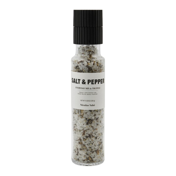 Nicolas Vahé Mořská sůl s pepřem Everyday mix / Truffle 300 g, černá barva, sklo
