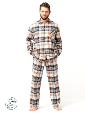 Pánské pyžamo Key MNS 443 B25 délka/r M-2XL na zip hnědá M