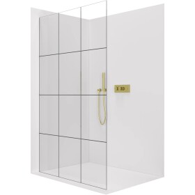CERANO Sprchová zástěna Walk-in Crystal L/P - 8 mm - bezvzpěrový systém - zlatá, industriální sklo - 140x200 cm