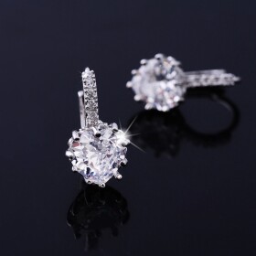 Náušnice Swarovski Elements Elizabeth - srdíčko, Bílá/čirá