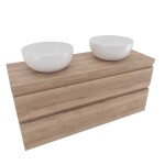 Koupelnová skříňka 2 zásuvková s krycí deskou Naturel Savona 118x53x44,8 cm dub Halifax mat SAVONA2120DHD SAVONA2120DHD