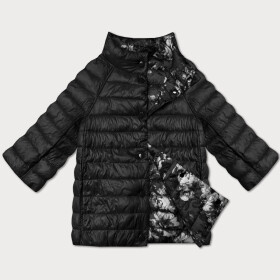 Černá oboustranná květovaná dámská bunda se 3/4 rukávy Minority (M23-7009-1) odstíny černé S (36)