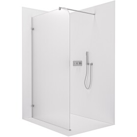 CERANO Sprchová zástěna Walk-in Orbis Round - Levá - 8 mm - kulatá vzpěra - chrom, mléčné sklo - 140x200 cm