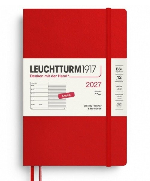 Týdenní plánovač Zápisník Cherry, Paperback B6+ 2027, Softcover, anglicky