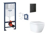 GROHE - Rapid SL Set předstěnové instalace, klozetu, sedátka SoftClose, tlačítka Even a sady pro vhazování tablet, Triple Vortex, phantom black SANI11BB5135
