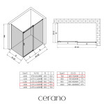 CERANO - Sprchový kout Santoro - pravá - 6 mm - chrom, mléčné sklo - 130x70 - posuvný CER-665839