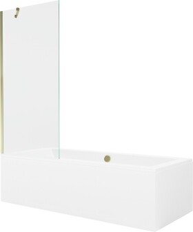 MEXEN/S - Cube obdélníková vana 180 x 80 cm s panelem + vanová zástěna 80 cm, transparent, zlatá 550518080X9508000050