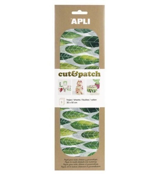 APLI Cut&Patch papír 30 x 50 cm - Listy zelené 3 ks