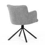 Židle jídelní, šedá látka, černý kov, otočný vratný mechanismus 90°/90° (L/P) - funkce reset