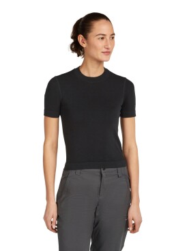 ICEBREAKER Wmns Mer Seamless Rib SS Mock Neck, Black (vzorek) velikost: S