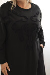 Dámská plus size šaty s výšivkou bavlněná černá UNI