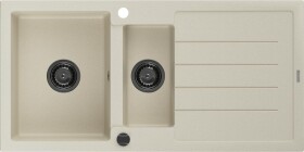 MEXEN - Andres granitový dřez s odkapávačem 1000 x 500 mm, béžová, černý sifon 6515101510-69-B