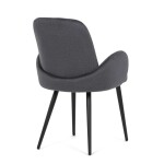 Židle jidelní, šedá látka, černá kovová noha