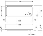 DURAVIT - D-Code Sprchová vanička 170x70 cm, Antislip, alpská bílá 720096000000001