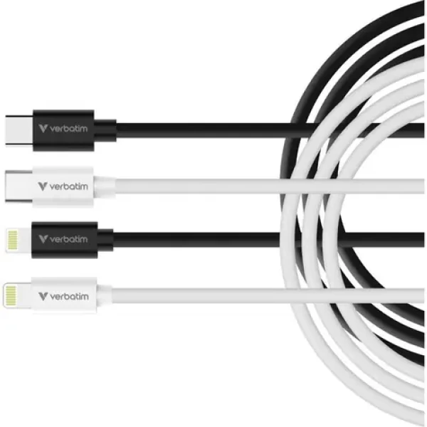 Verbatim Essentials Sync Charge / Kabel USB-C na Lightning / 2 ks / 100 cm / 27 W / černý + bílý (32392)