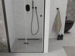 MEXEN - Lima sprchové dveře zalamovací 70, transparent, černá se stěnovým profilem 856-070-000-70-00