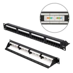Extralink CAT5E UTP V2 černý / Patch panel / 24 portů / 1U / RJ45 (EX.9809)
