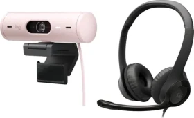 Logitech Brio 500 růžová + H390 / Webkamera se sluchátky / FHD / 4x digitální zoom / duální mikrofon / USB-C