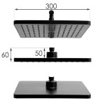 Erga Oslo, sprchová souprava s pákovou baterií, policí a dešťovou hlavicí 30x30 cm, černá matná, ERG-YKA-BP.OSLO-30-BLK
