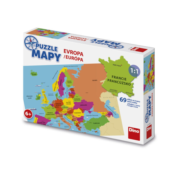 Puzzle Mapy Evropa 69 dílků - CZ Drami
