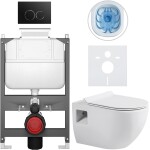 CERANO - Kompletní WC set Basic/Dure - bílá lesklá - WC tlačítko Dualo/Černá - ovládání shora - předstěnová instalace - 51x35 CER-8050BD85883