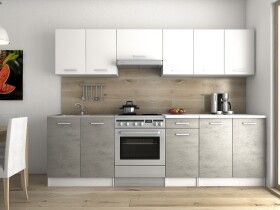 FRONTI Kuchyňská linka LUIZA 260x200 - Bílá + beton