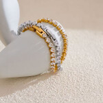 Tennis náramek se zirkony Agnes Gold - 4 mm, chirurgická ocel, Zlatá 16,5 cm