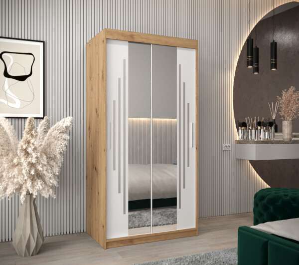 Šatní skříň Abi Y1 Barva korpusu: Dub artisan, Rozměry: 100 cm, Dveře: Bílá