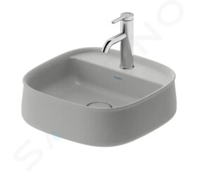 DURAVIT - Zencha Umyvadlo na desku 420x420 mm, bez přepadu, otvor pro baterii, DuraCeram, matná šedá 2374426771