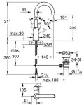 GROHE - BauEdge Umyvadlová baterie s výpustí, chrom 23760000