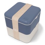 Monbento Svačinový box Monbento Square Blue/Natural 1,7 l, modrá barva, plast