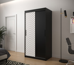 Šatní skříň Abi Jodelka Barva korpusu: Černá, Rozměry: 100 cm, Dveře: Bílá mat