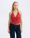 Thinking MU Red Hiba Seersucker Top RED M