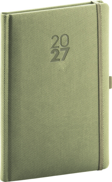 NOTIQUE Diář 2027: Diamante - olivový, týdenní, 15 x 21 cm