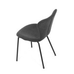 Židle jídelní, šedá látka, nohy černý kov