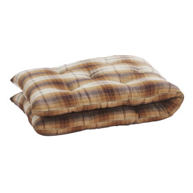 MADAM STOLTZ Prošívaná matrace Checked Pumpkin Spice 45 × 125 cm, oranžová barva, hnědá barva, textil
