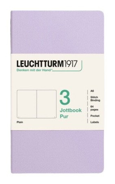 Zápisník Jottbook pur A6, 64l, čistý, Lilac, 3ks