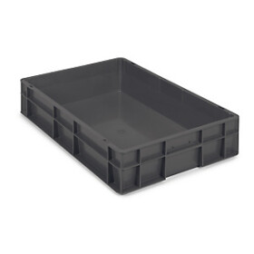 Euro přepravka ekonomická, 600x400x120 mm, 100% recyklovaná, šedá